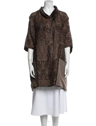 Pre-owned Etro Wool Animal Print Coat In Brown