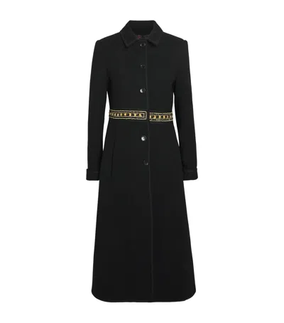 Etro Wool Beaded Overcoat In Multi