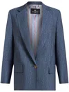 Etro Wool Jacket With Medallion Motif In Blue