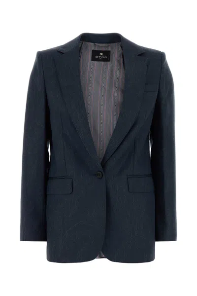Etro Wool Blazer For Women In Blue
