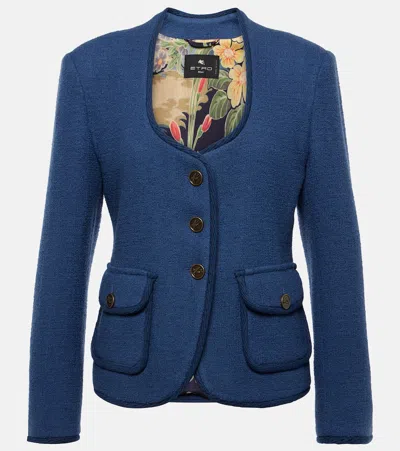 Etro Wool-blend Blazer In Blue
