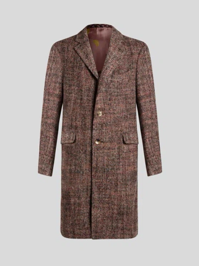 Etro Single-breasted Coat In Beige