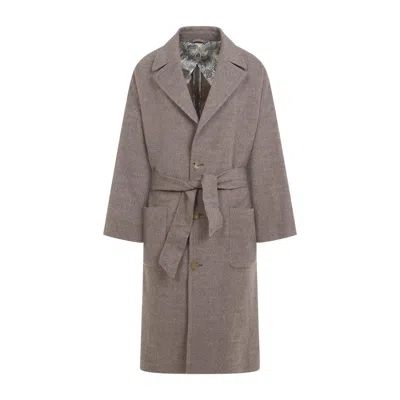 Etro Belted Coat Patch Pockets In Beige