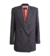 Etro Double-breasted Wool And Cotton-blend Jacquard Blazer In Black