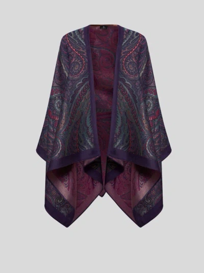 ETRO , WOOL-BLEND JACQUARD CAPE, WOMAN