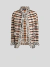 Etro , Wool-blend Jacquard Jacket With Fringing, Woman, Multicolour, Size 50 In Multi