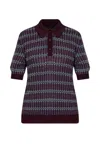 Etro Wool-blend Jacquard Polo Shirt In Burgundy