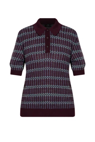 ETRO ETRO SHORT SLEEVED STRIPED KNITTED POLO SHIRT