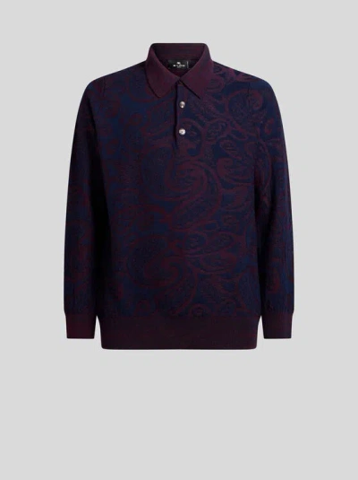Etro Long-sleeved Polo Shirt In Black
