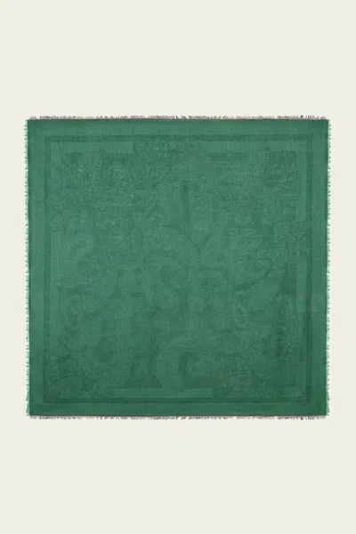 Etro Wool-blend Jacquard Shawl In Green