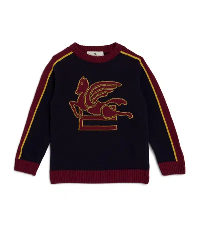 Etro Kids' Wool-blend Logo Sweater In Navy