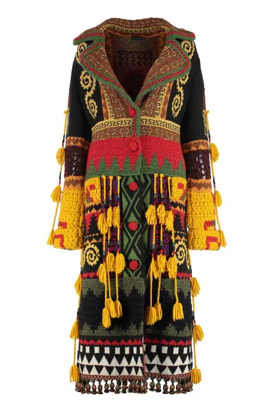 Etro Wool Blend Maxi-cardigan In Multi