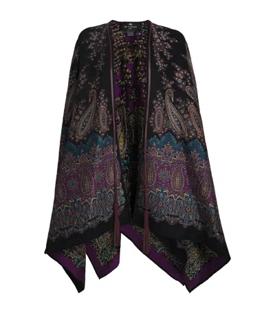 Etro Wool-blend Paisley Cape In Multi