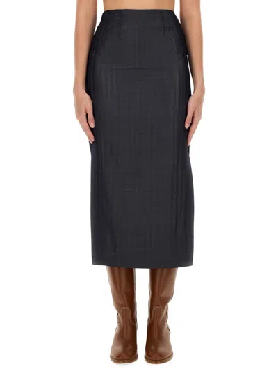 Etro Elegant Blue Midi Skirt With Stylish Side Openings