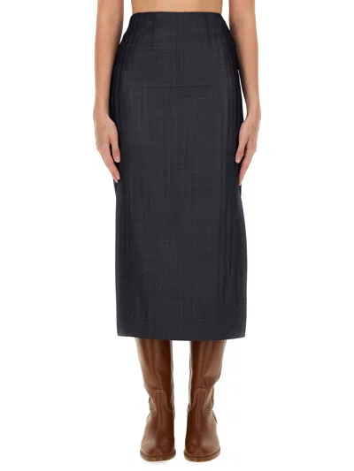 Etro Wool Blend Pencil Skirt In Grey