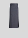 Etro Elegant Blue Midi Skirt With Stylish Side Openings In Navy Blue