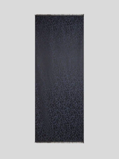 Etro Animal-motif Wool Scarf In Blue