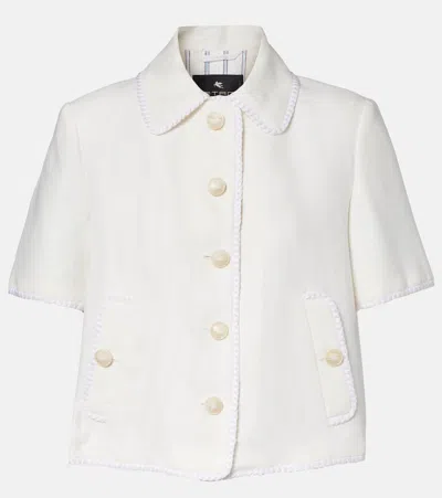 Etro Wool-blend Trimmed Linen Jacket In Multi