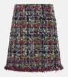 Etro Multicolor Tweed Skirt With Fringed Hem In Multicoloured