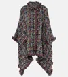 Etro Multicolor Cape With Front Button Closure In Tweed Woman In Multicoloured
