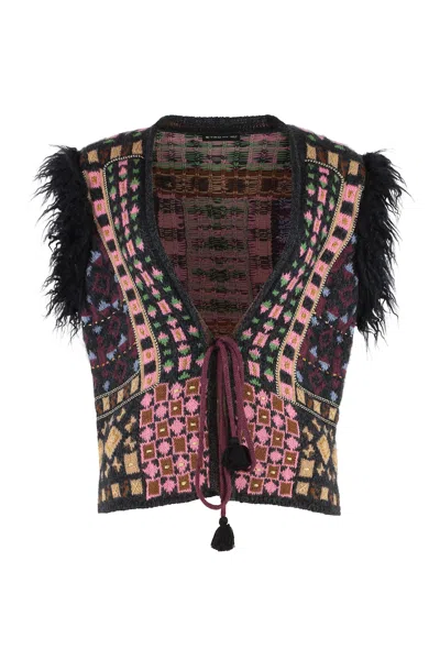 Etro Wool Blend Waist Coat In Multi