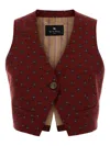 Etro Women Embroidered Wool Blend Vest In Burgundy