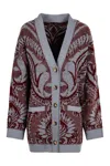 Etro Embroidered Wool Knit Oversized Cardigan In Blu