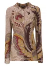 Etro Wool Cardigan In Brown