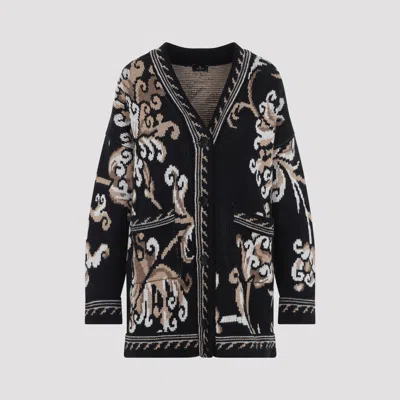 Etro Wool Cardigan Sweater For Women In Black