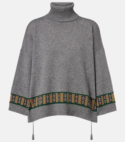 Etro Wool, Cashmere, And Cotton-blend Sweater In Gray