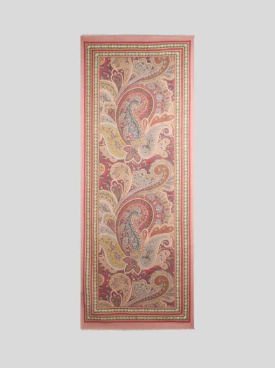 ETRO , WOOL, CASHMERE AND SILK SCARF WITH PRINT, WOMAN, PINK