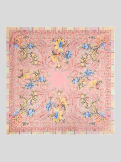 Etro , Wool, Cashmere And Silk Shawl With Floral Paisley Motif, Woman, Powder Pink