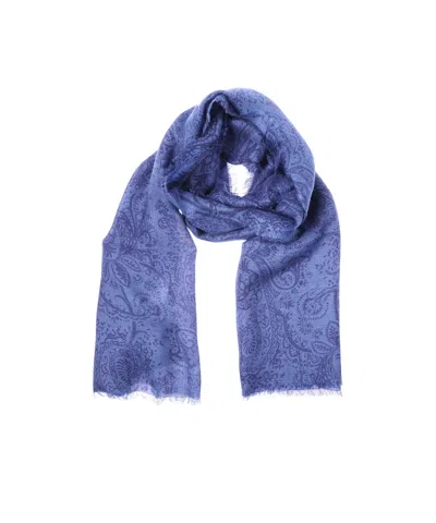 Etro Wool Cashmere Scarf In Blue