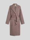 Etro Single-breasted Wool Blend Coat In Pink