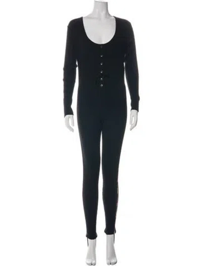 Pre-owned Etro Wool Colorblock Pattern Jumpsuit In Black