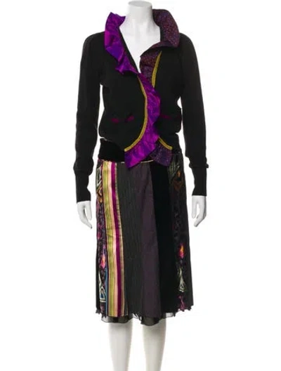 Pre-owned Etro Wool Colorblock Pattern Skirt Set In Black