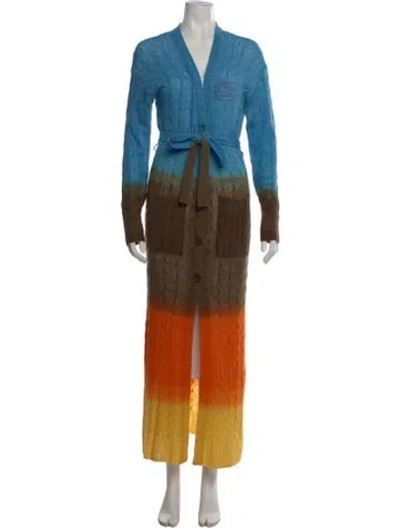 Pre-owned Etro Wool Colorblock Pattern Sweater In Blue