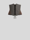 Etro Wool Corset Belt With Micro Houndstooth Pattern In Gray