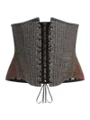 Etro Wool Corset Belt With Micro Houndstooth Pattern In Gray