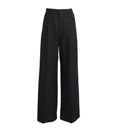 Etro Wool-cotton Jacquard Trousers In Black