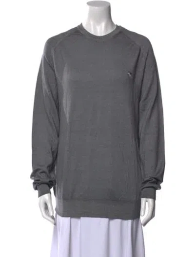 Pre-owned Etro Wool Crew Neck Sweater In Gray