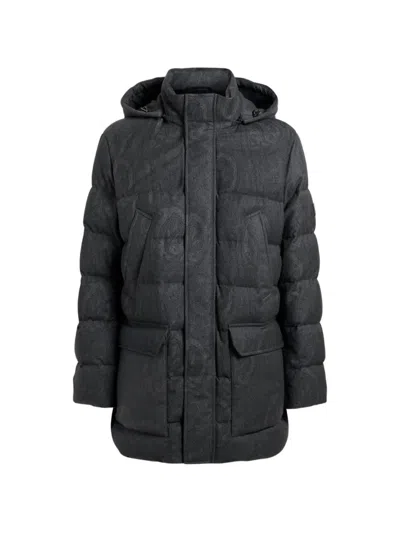 Etro Wool Down Jacket With Hood And Arnica Motif In Black