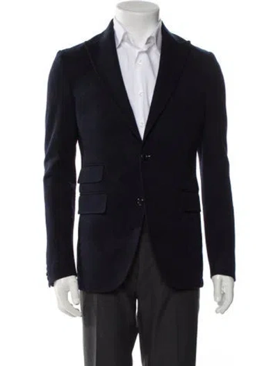 Pre-owned Etro Wool Embroidered Accent Blazer In Blue