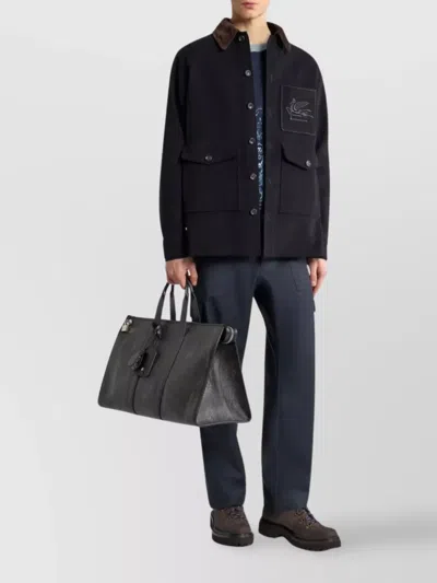 Etro Wool Flannel Cargo Trousers In Black