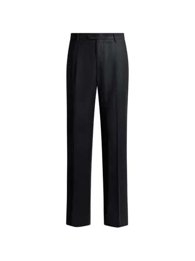 Etro Wool Flannel Trousers With Crease Detail In Black