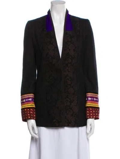 Pre-owned Etro Wool Floral Print Blazer In Black