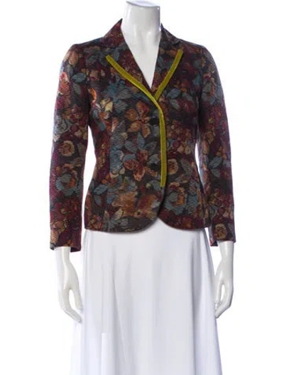 Pre-owned Etro Wool Floral Print Blazer In Blue