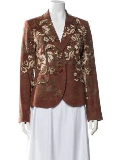 Pre-owned Etro Wool Floral Print Blazer In Brown