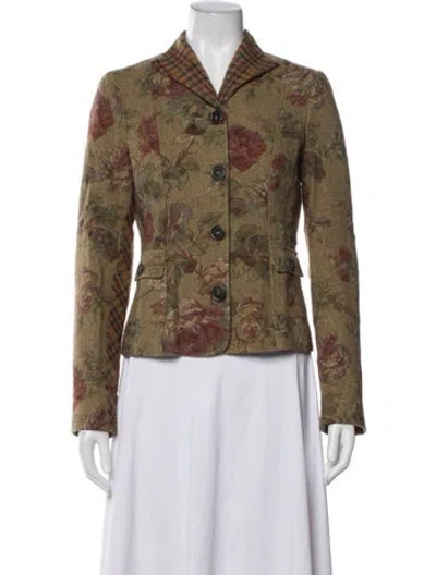 Pre-owned Etro Wool Floral Print Blazer In Green