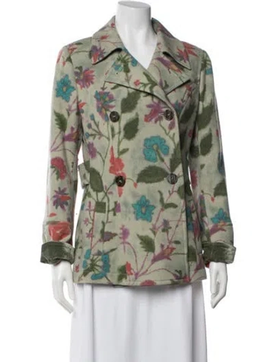 Pre-owned Etro Wool Floral Print Blazer In Green